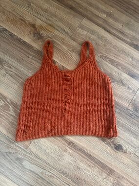 moon & madison Rust Orange Crochet Crop Tank